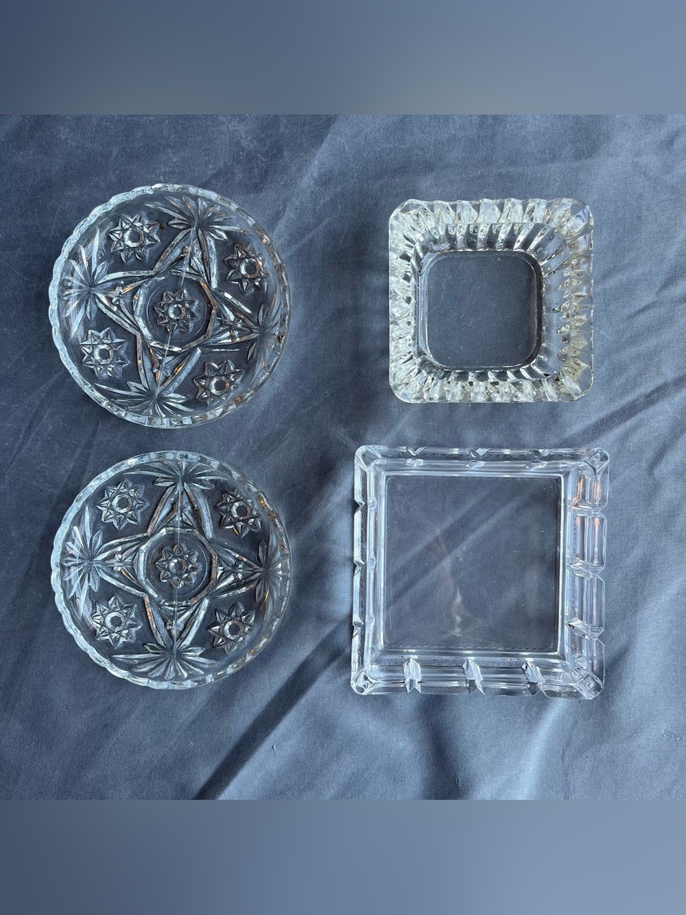 Vintage Clear Glass Ashtray Trinket Dishes Coaster Anchor Hocking - Bundle of 4